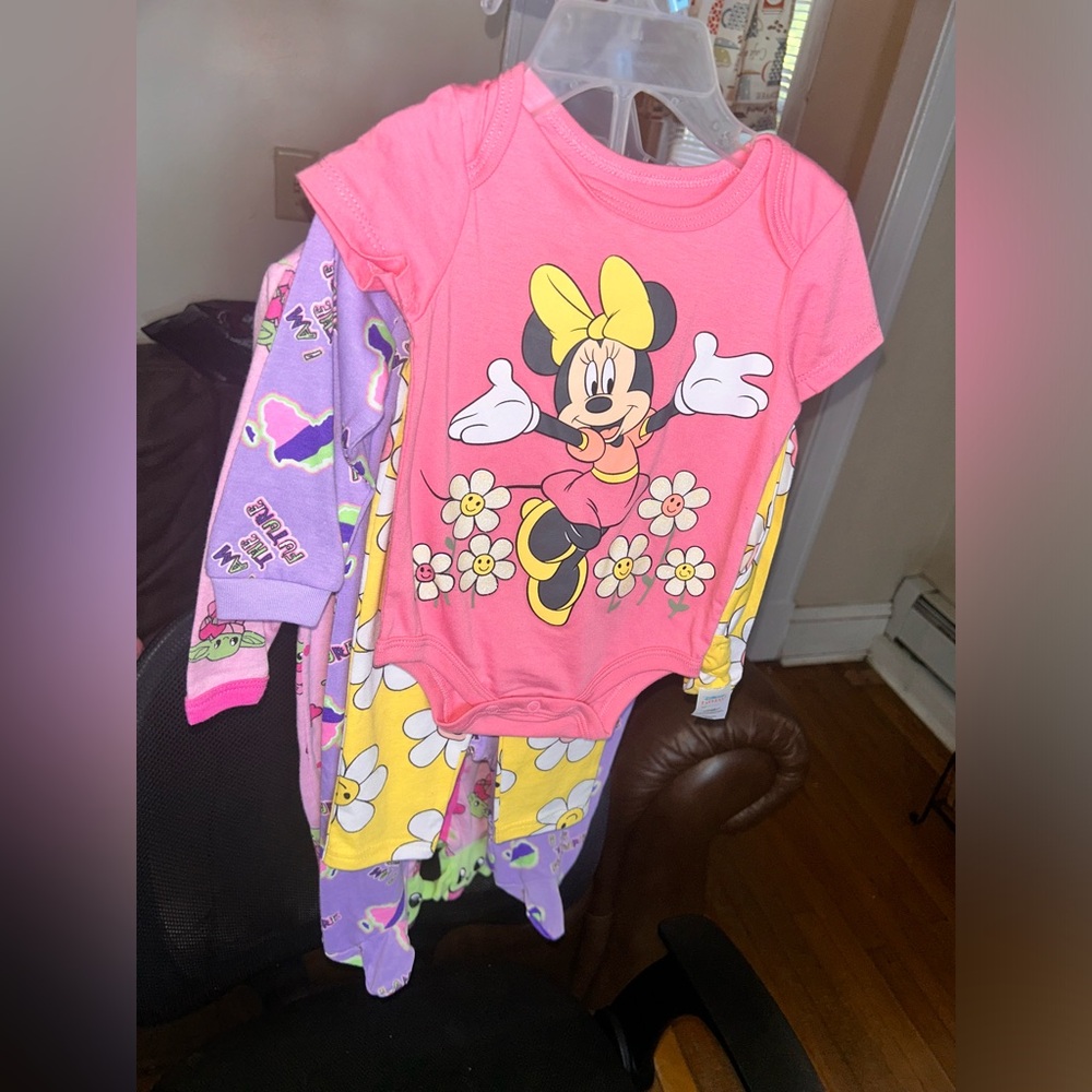 Disney Minnie Mouse Pink and Yellow Kids Pajama Set